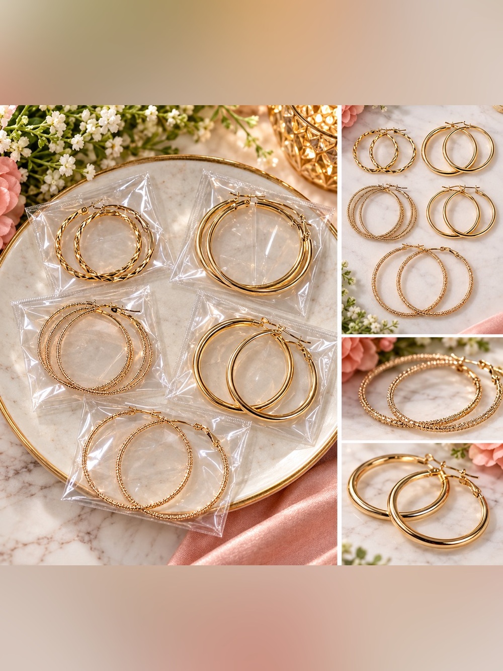 Gold Tone Hoop Earrings Set of 5 Pairs | NWT